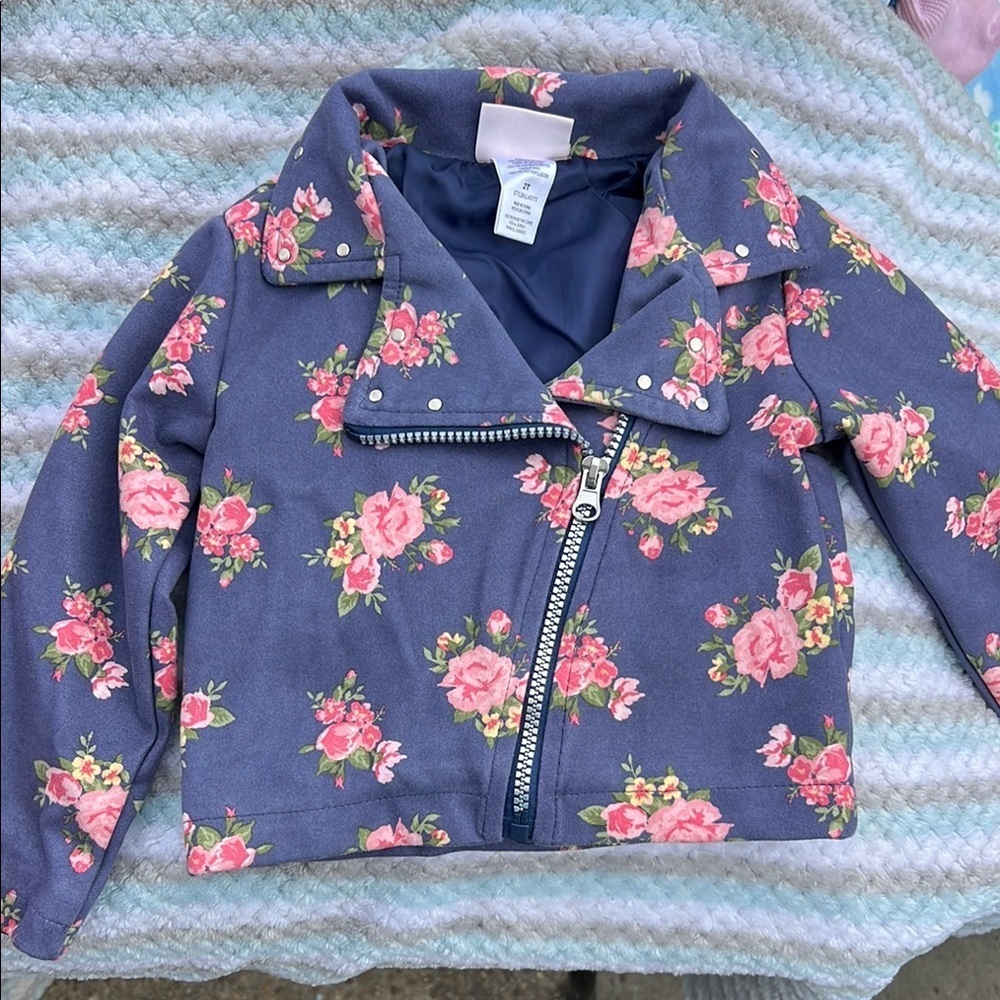 Floral Kids Jacket - Blue and Pink